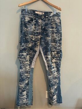 Men's Armor Blue Camouflage Cargo Jeans